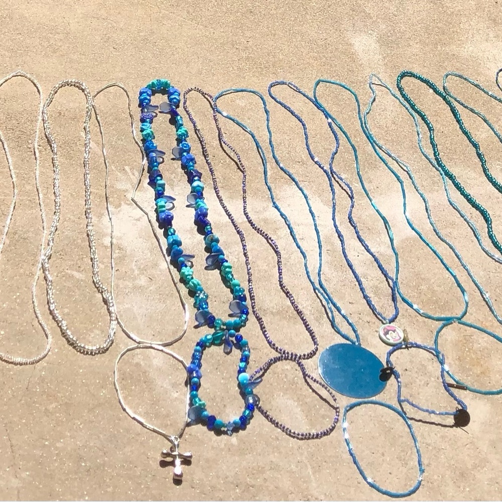 Blue Beaded Necklace Set - Women Jewelry